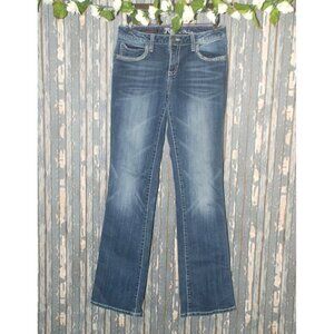 Wrangler Rock 47 Jeans 5/6 34 Low Rise Boot Cut Embellished Embroidered Western